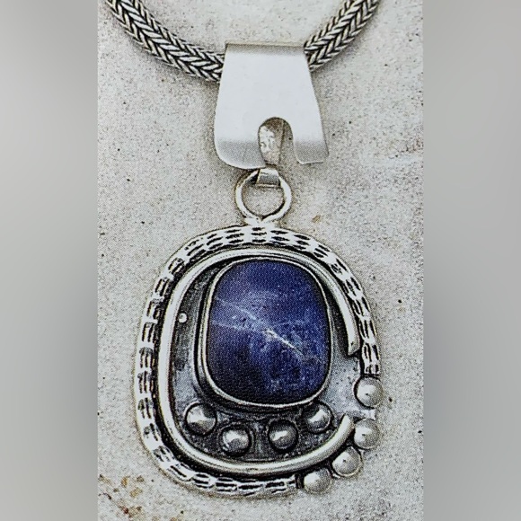 Silpada Vintage Rare Sterling Silver BOLD & BEAUTIFUL Sodalite Pendant & Collar - Picture 15 of 15